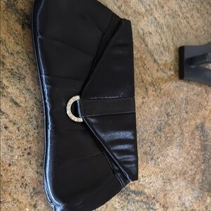 Elegant Black Evening Bag with rhinestone accent.